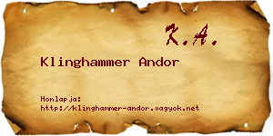 Klinghammer Andor névjegykártya