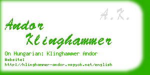 andor klinghammer business card